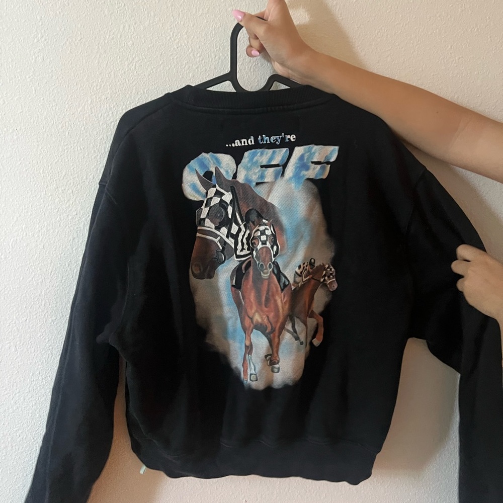 Off white “and they’re off” off to the races sweat shirt by Virgil abloh
